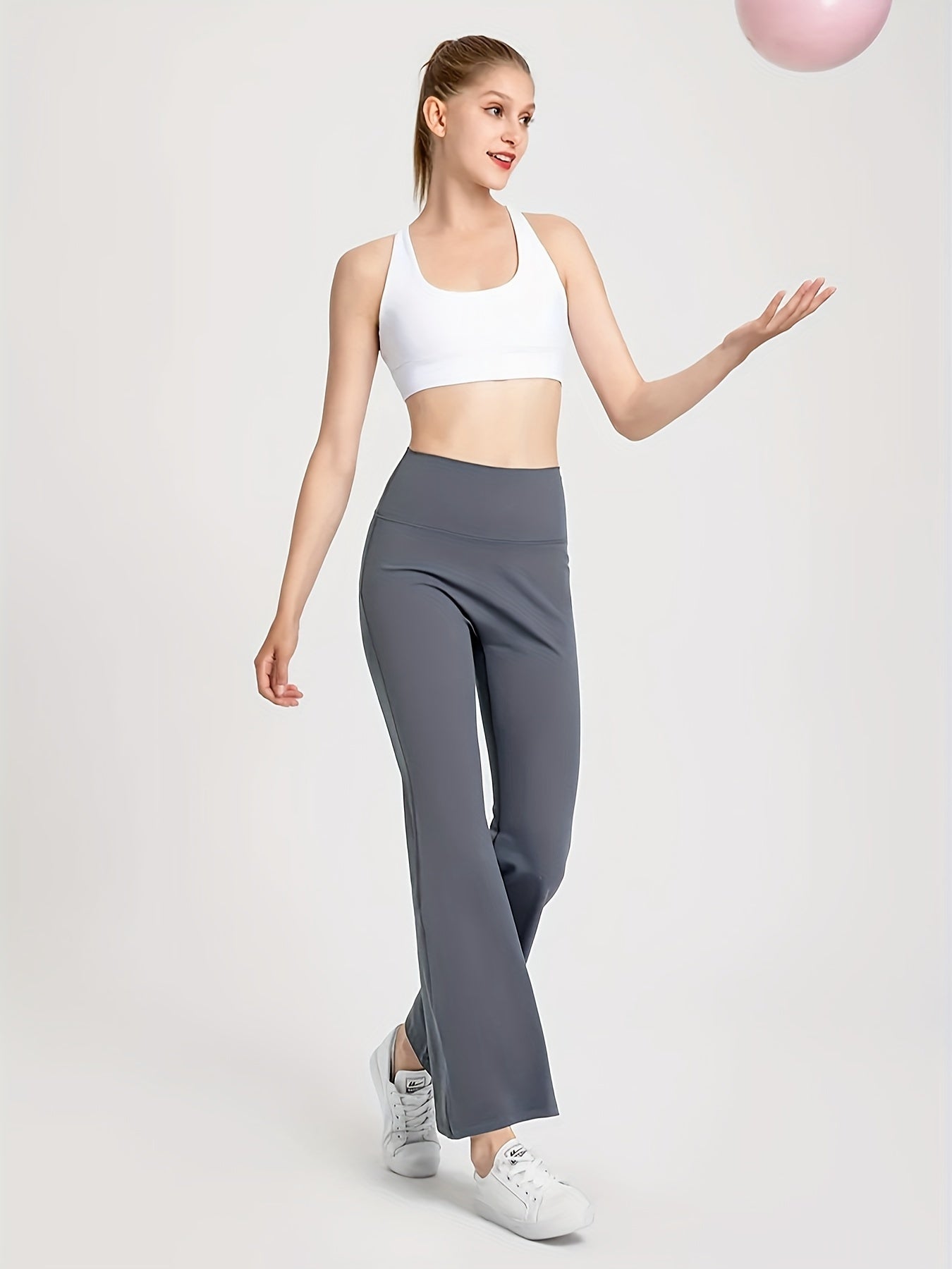 High Waist Yoga Flare Pants with Tummy Control and Pockets