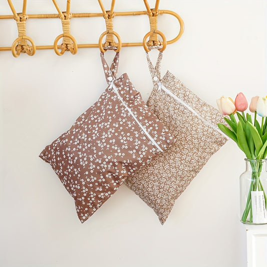 2pcs Floral & Animal Print Wet Dry Bags Portable Diaper Pouches