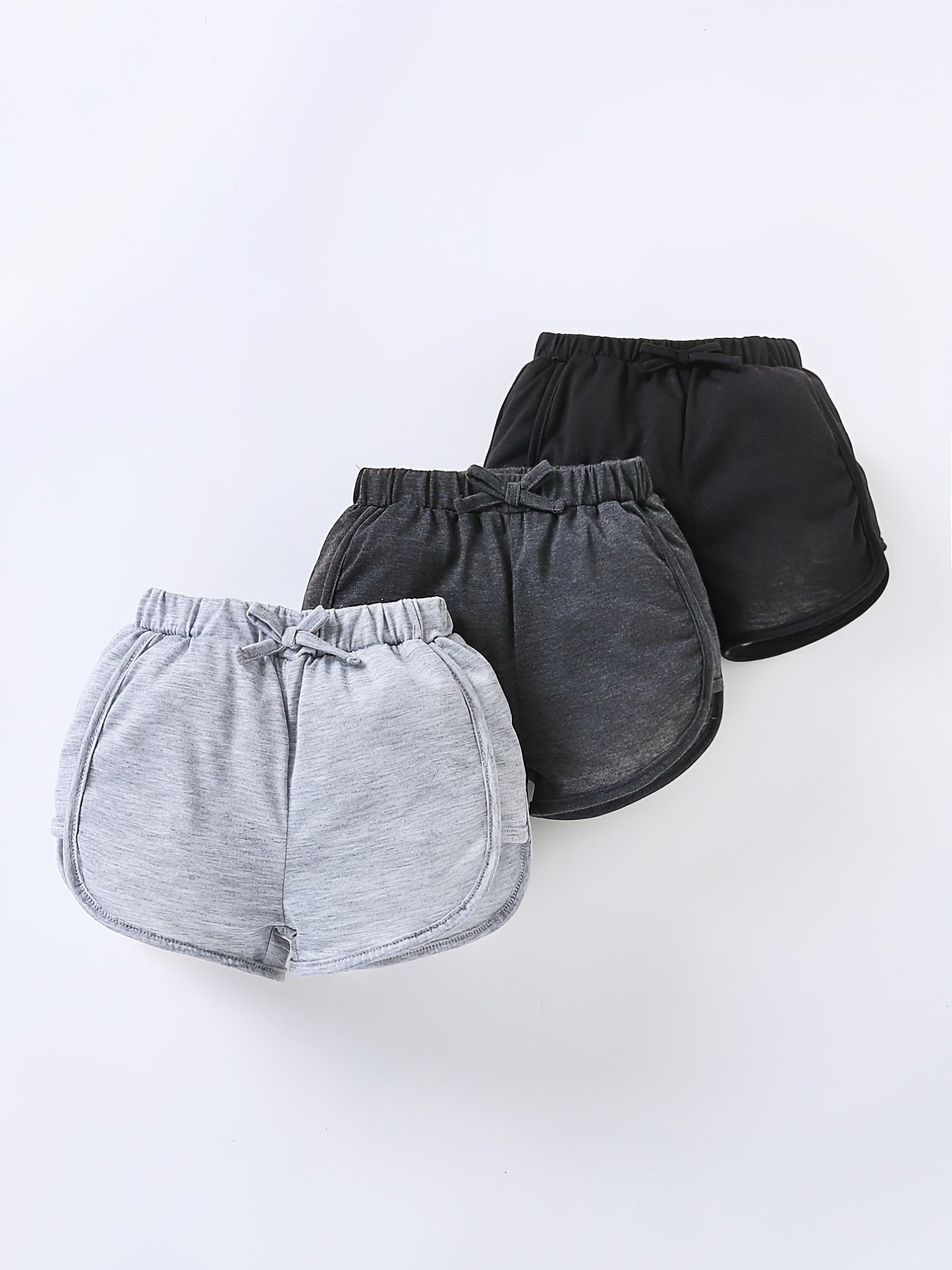 3pcs Girls Lightweight Casual Elastic Waist Shorts For Summer
