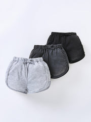 3pcs Girls Lightweight Casual Elastic Waist Shorts For Summer