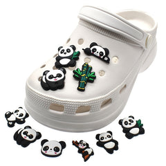 16pcs Panda Shoe Charms for Clogs Slides Sandals PVC Shoe Decorations
