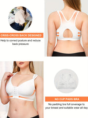 Hollow Racerback Sports Bra Front Closure Support Yoga Bra