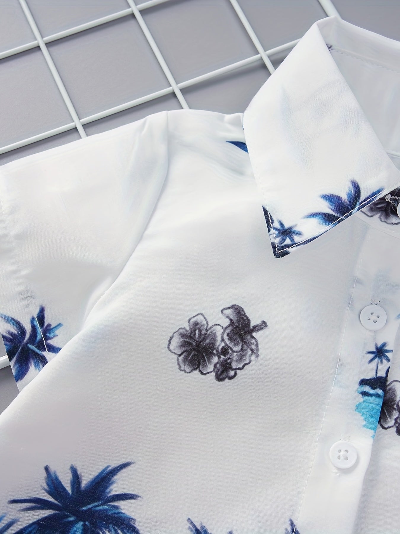 Coconut Tree Print Boys Summer Beach Shirt