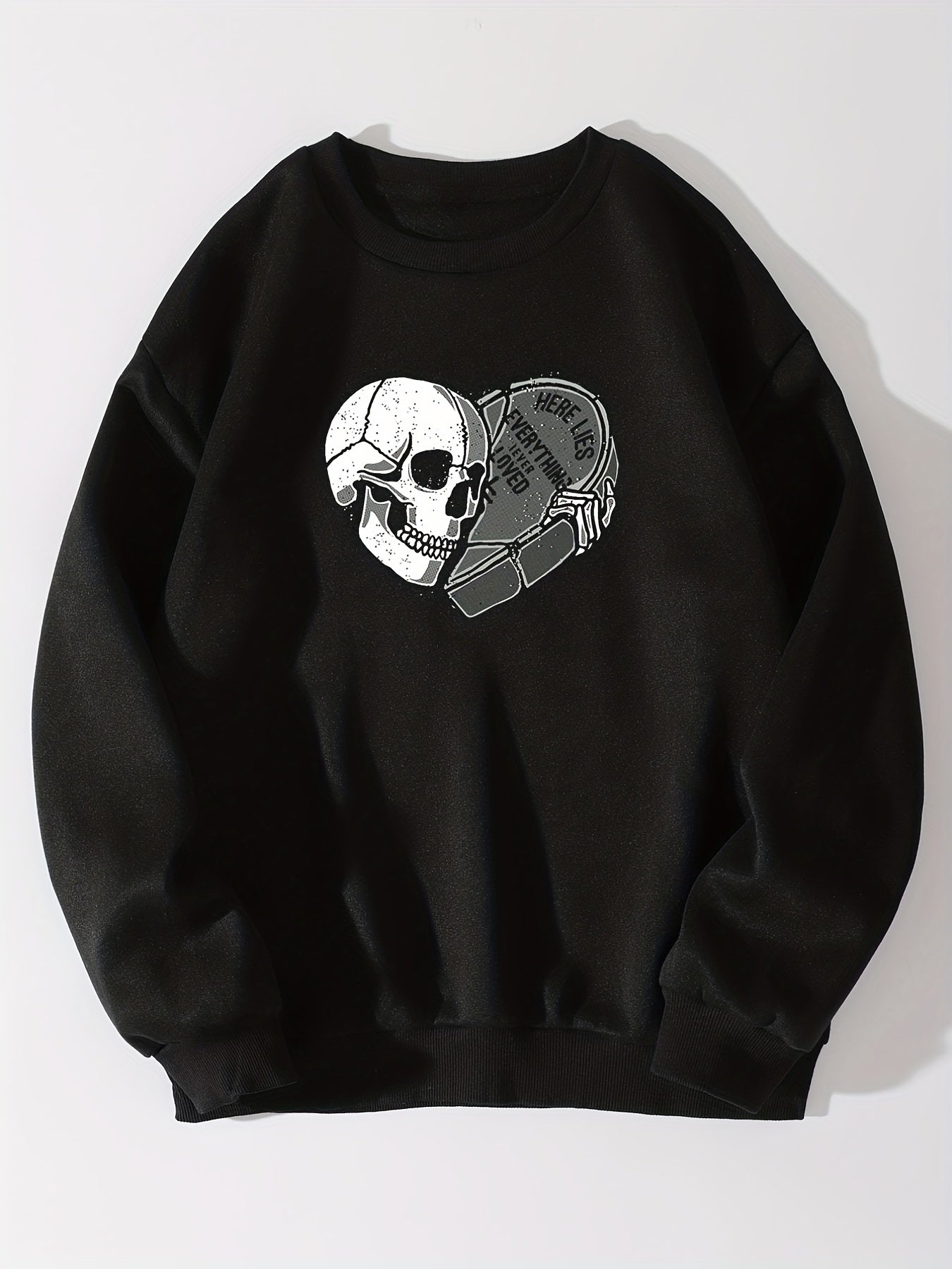 Skeleton Printed Warm Sports Sweatshirts Round Neck Casual Pullover Tops