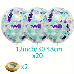 Mermaid Confetti Balloons 20pcs + 30 Clear Latex Balloons