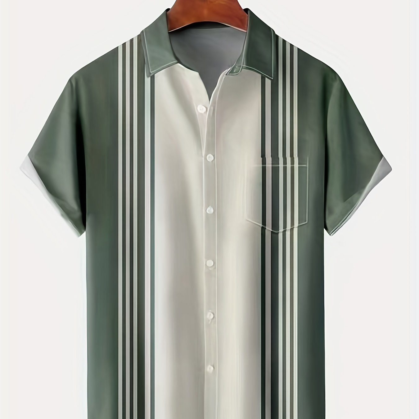 Stripe Print Short Sleeve Hawaiian Shirt Men's Vacation Resort Top