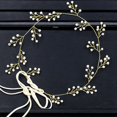 Faux Pearl Bridal Headband Hair Vine Band For Women Bride Pearl Wedding