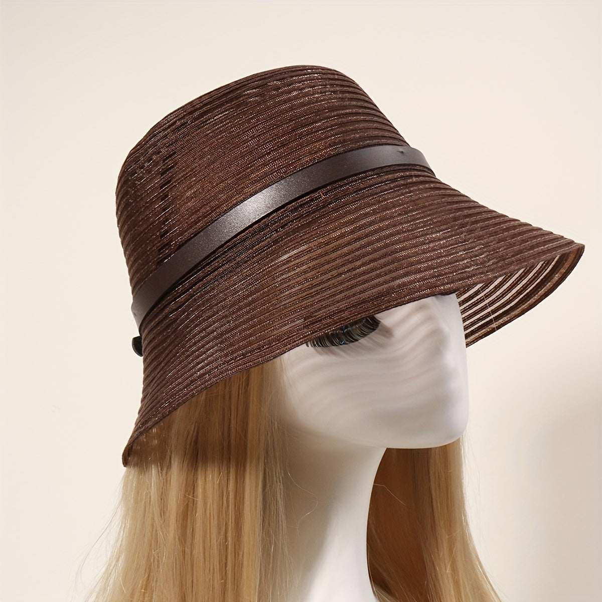 Brown Mesh Bucket Hat Vintage Jazz Fisherman Cap