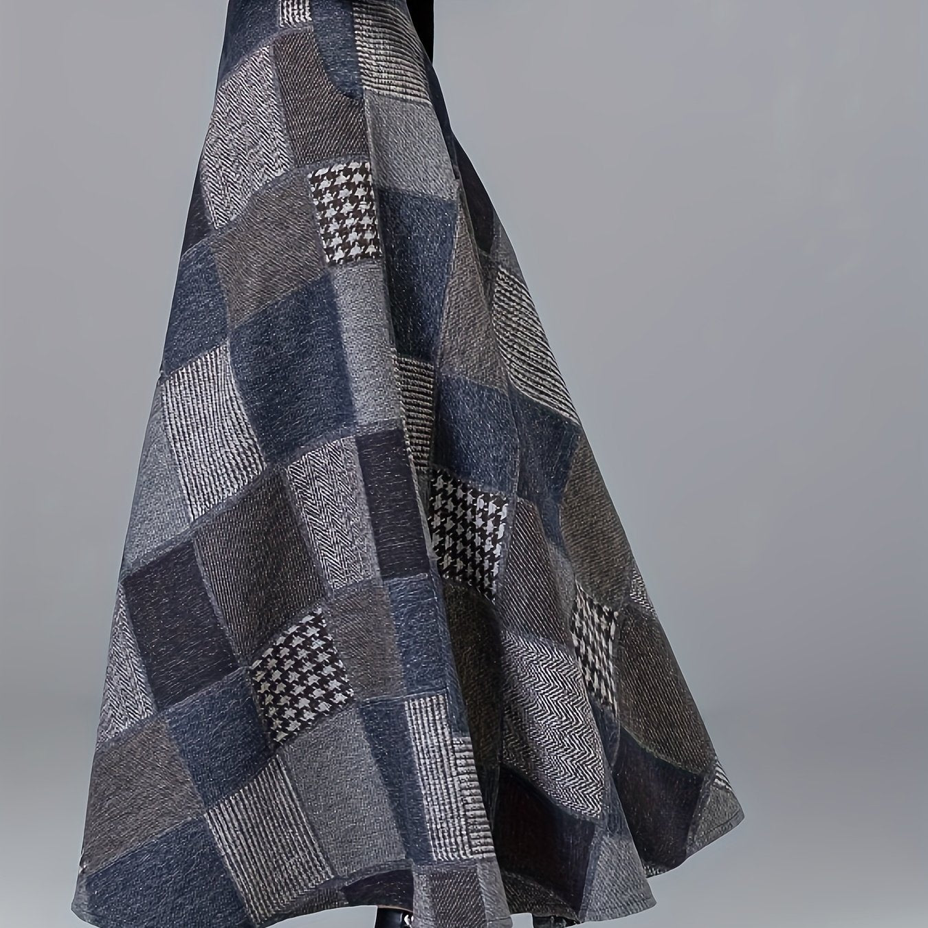 Patchwork Print High Rise A-line Maxi Skirt