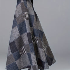Patchwork Print High Rise A-line Maxi Skirt