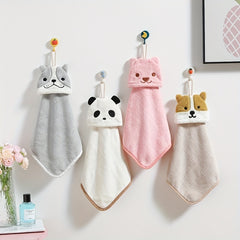 Animal Pattern Hanging Towel Coral Velvet Fingertip Towel
