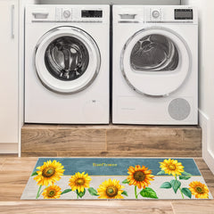 Sunflower Print Rug Machine Washable Mat for Bedroom and Living Room