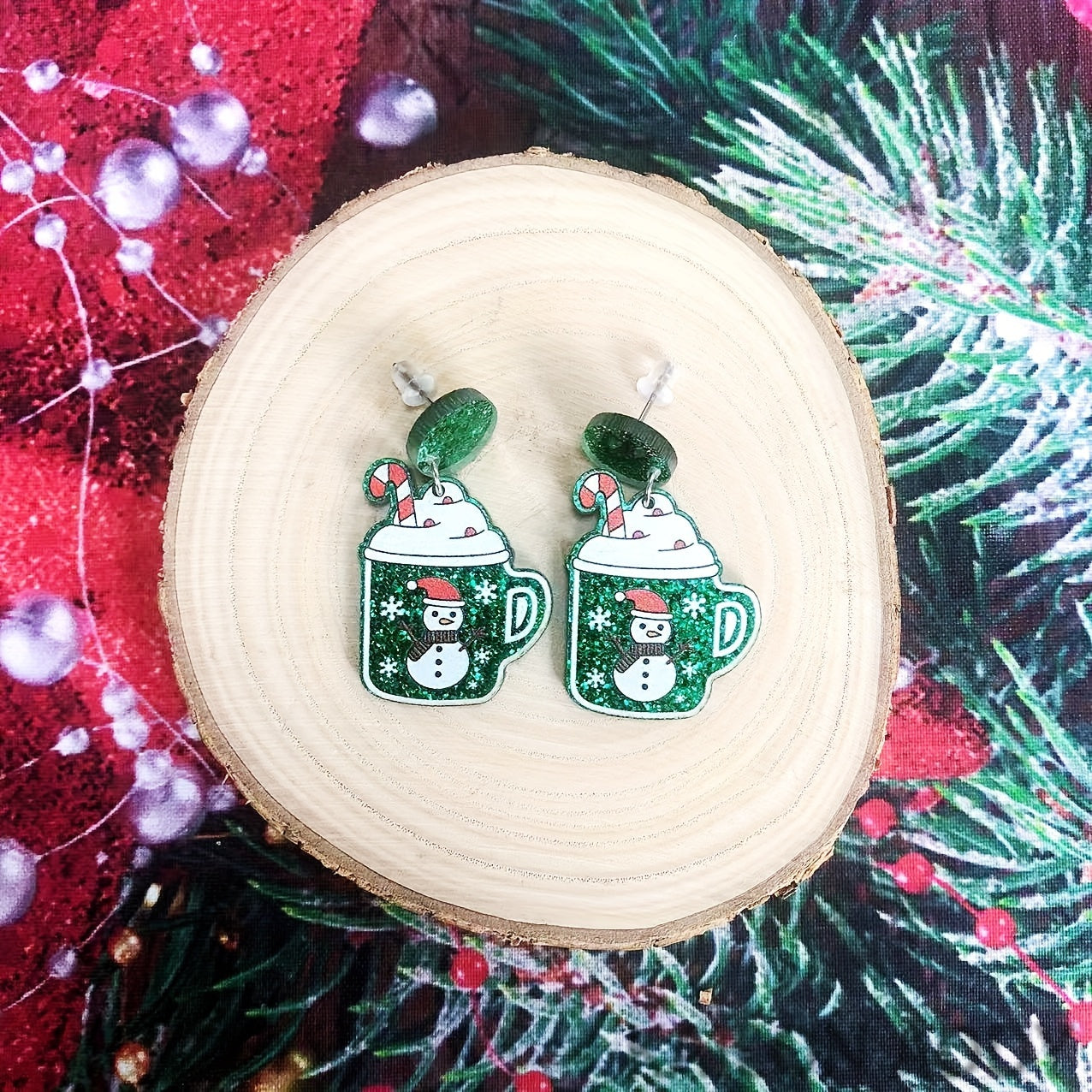 Snowman House Earrings Long Costume Jewelry Holiday Party Accessories