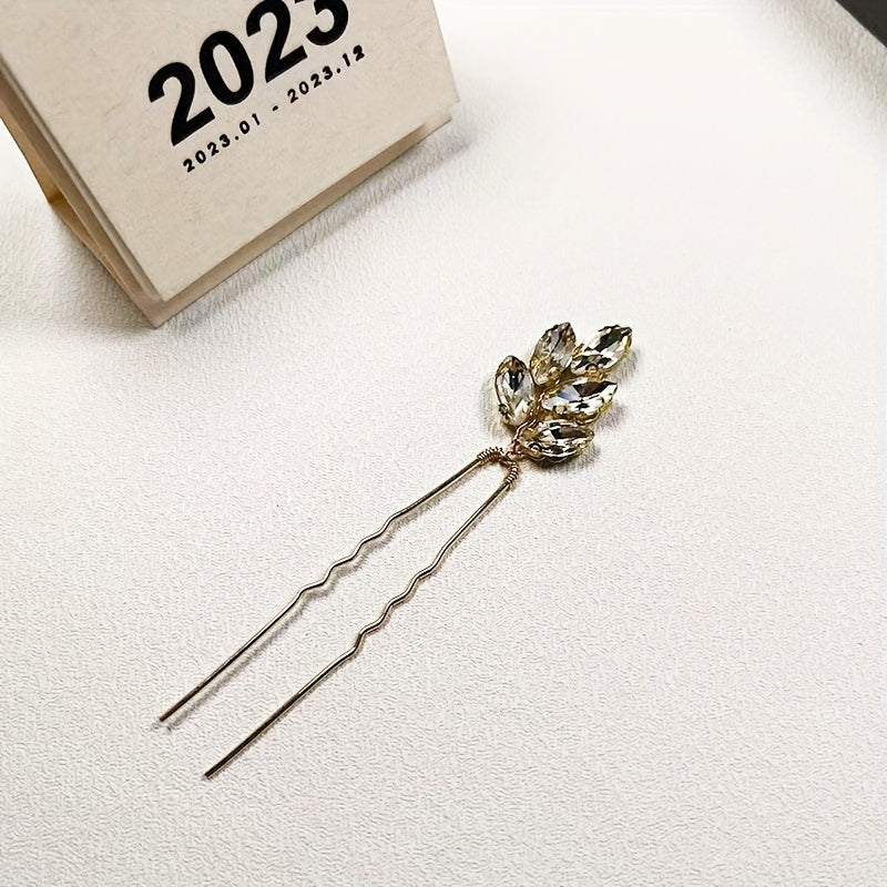 Crystal Pin U shaped Hair Pin Head Jewelry Bridal Wedding Hair Accessories