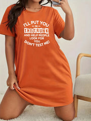 Slogan Print Round Neck Sleep Dress