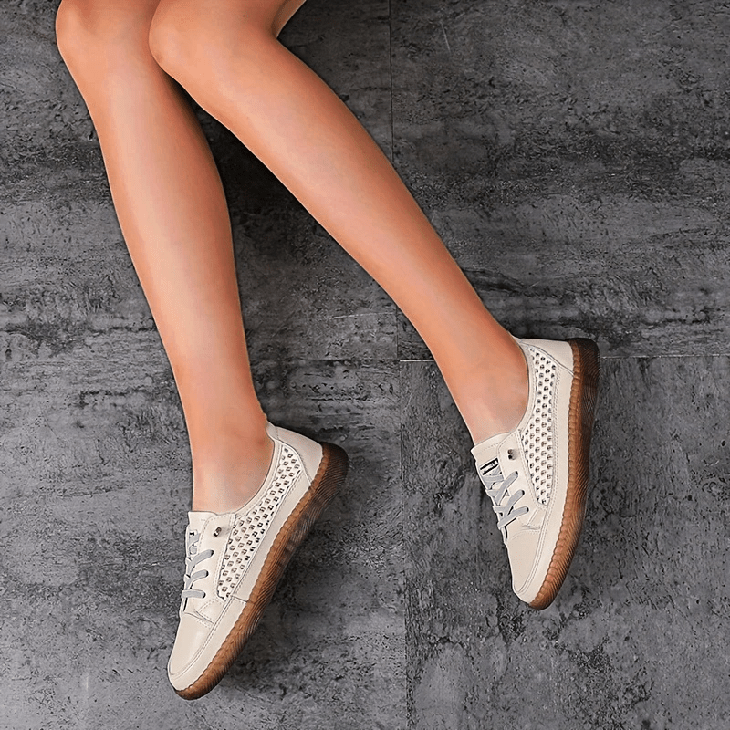 Women's Hollow Out Breathable Lace Up Shoes Lightweight Casual Walking Shoes