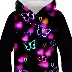 Spring Kids Butterfly Print Hoodie Girls Top Street Wear