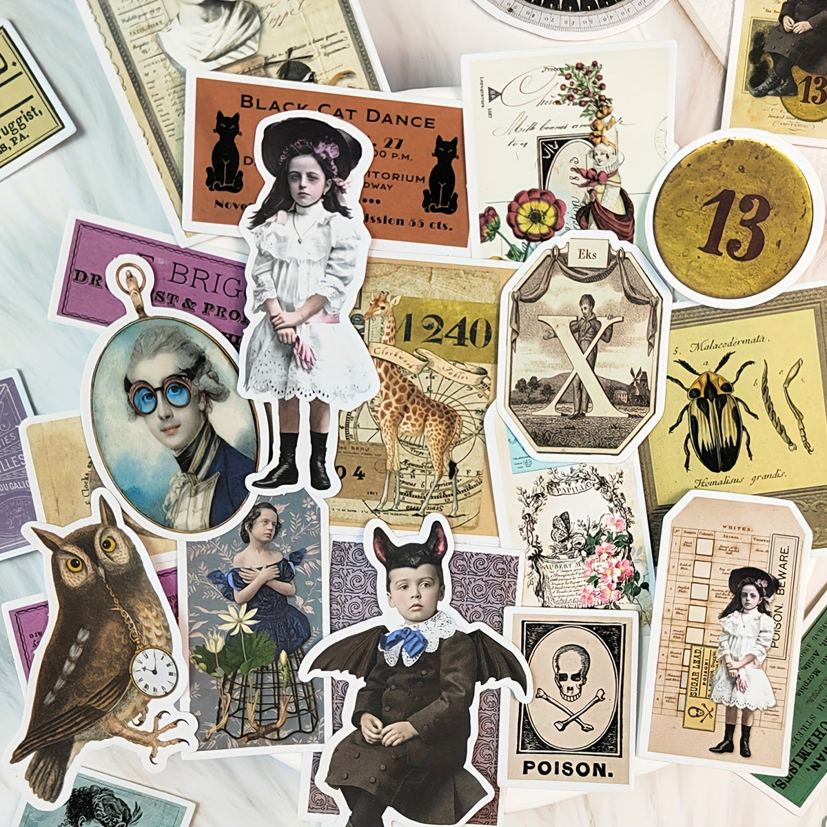 Vintage Halloween Ghost Creepy Scrapbook Stickers Pack 51pcs