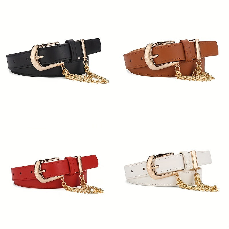 Girls & Boys Buckle Belt w/ Chain Decorative Accessories for Pants Jeans Uniform