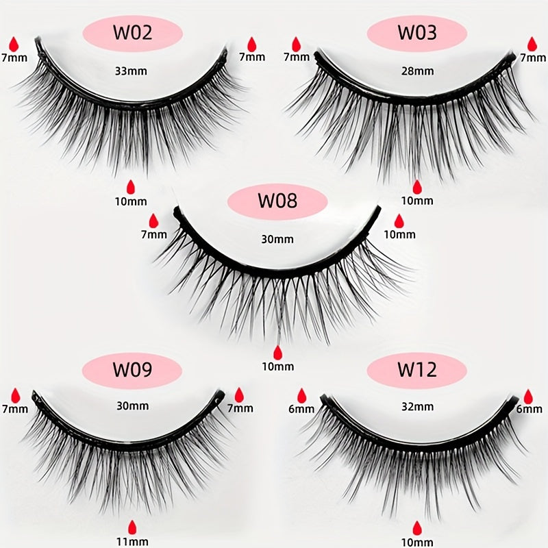 5 Pairs Self Adhesive False Eyelashes Natural Curly Reusable