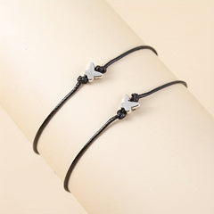 Small Butterfly PU Leather String Bracelet Set For Women