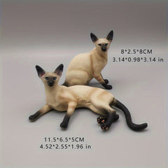 Siamese Cat Solid Desktop Ornament Simulation Animal Model Toy