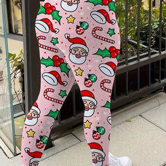 Christmas Leggings Women's Santa & Gift Print High Stretch Leggings