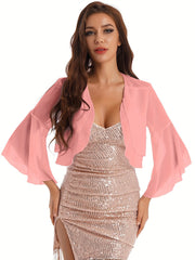 Flare Sleeves Cover Up Shirt V Neck Semi Sheer Beachwear Cardigan