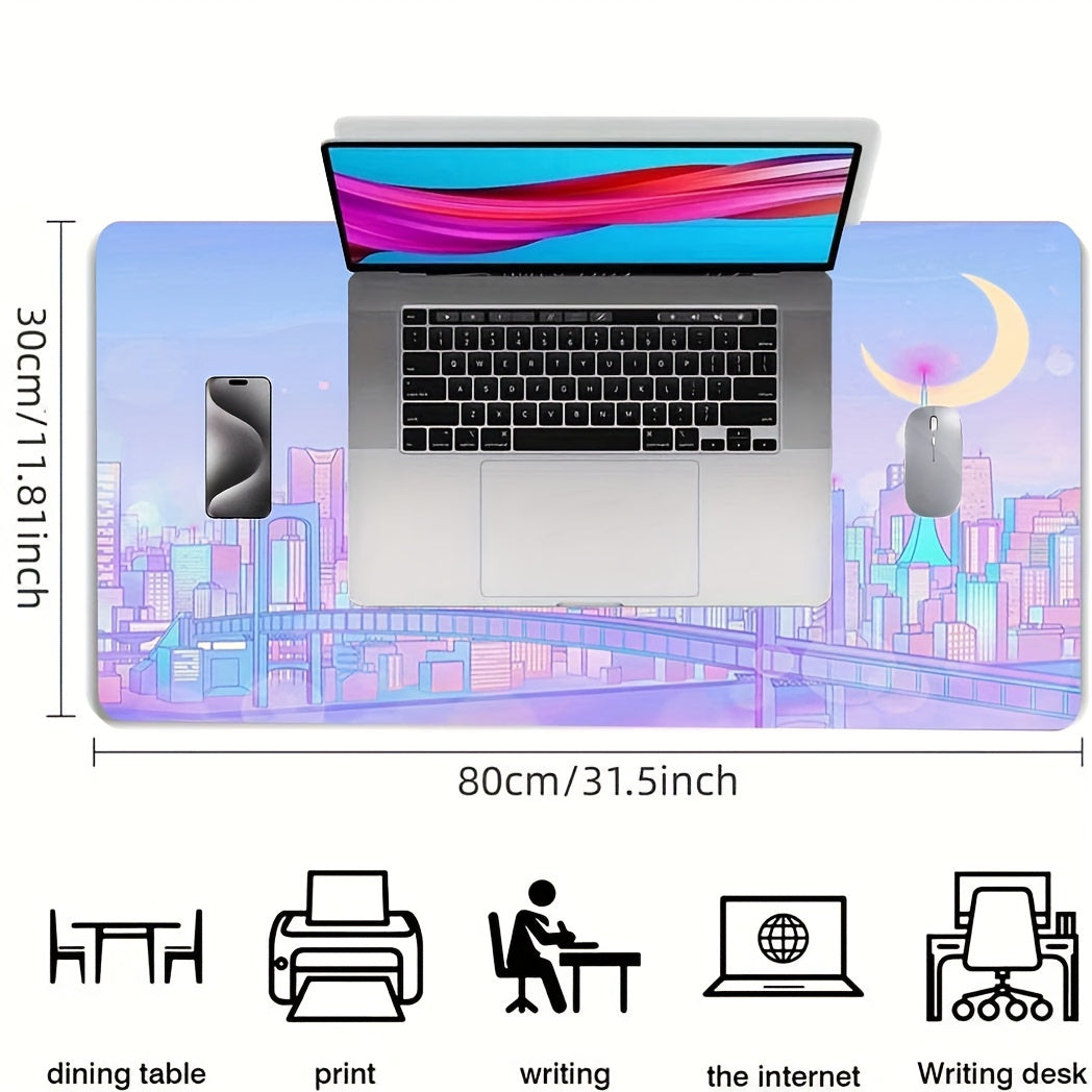 Anime City Office Game Mouse Pad Extended Thick Rubber Mat Non-slip Washable