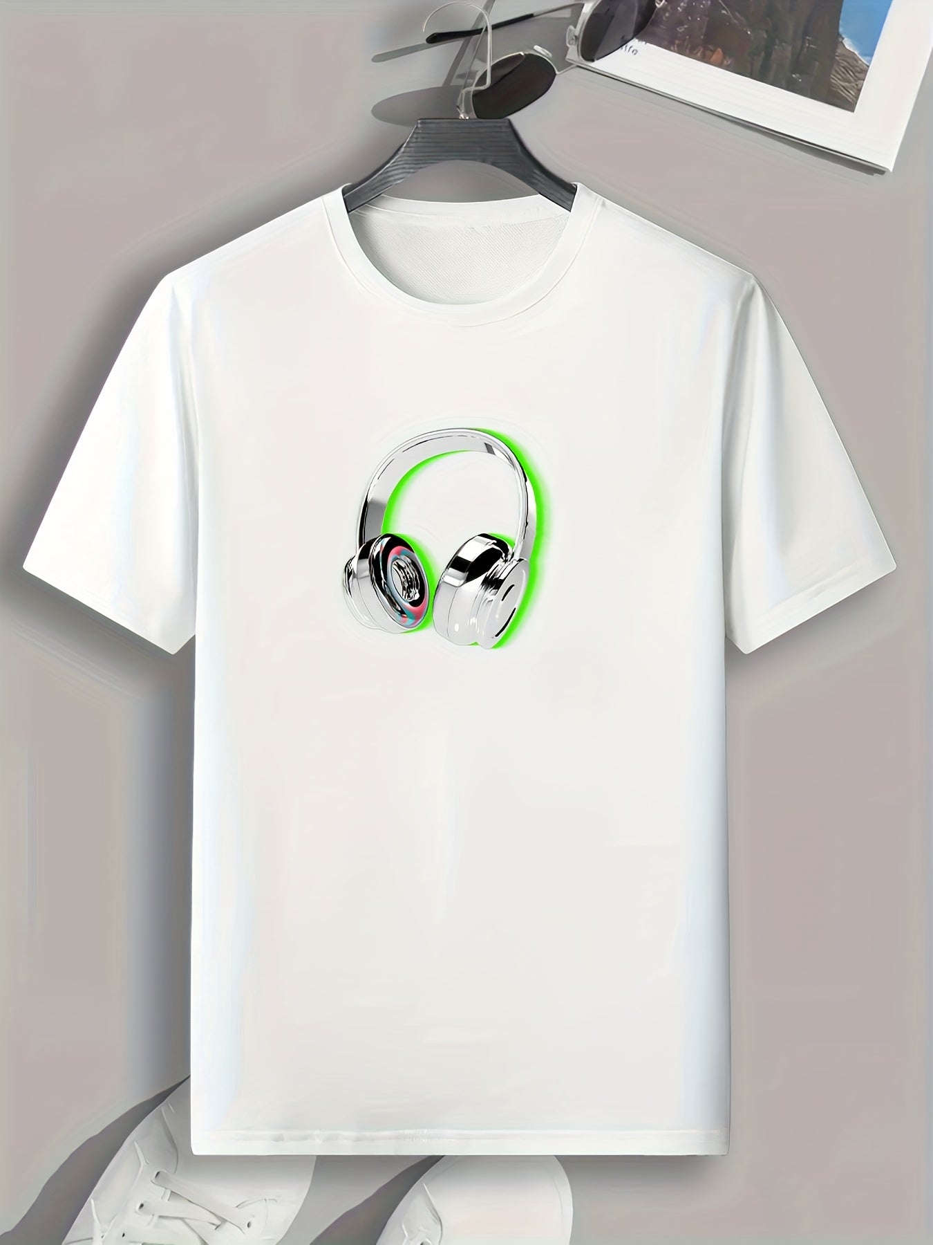 Headset Pattern Print Men's Comfy Sports T-shirt