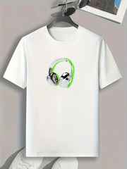 Headset Pattern Print Men's Comfy Sports T-shirt