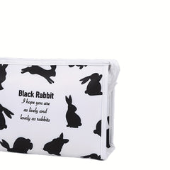 Rabbit & Letter Pattern Cosmetic Bag Portable Makeup Bag