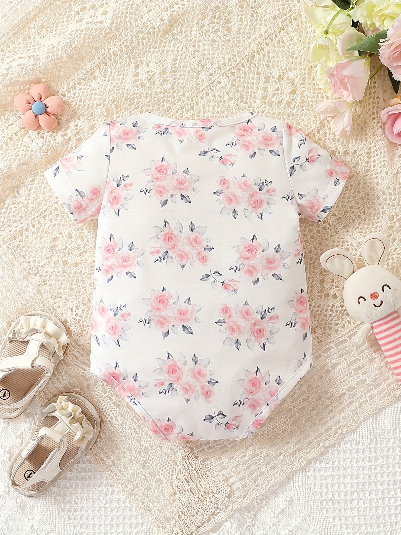 Floral Baby Jumpsuit Short Sleeve Onesie