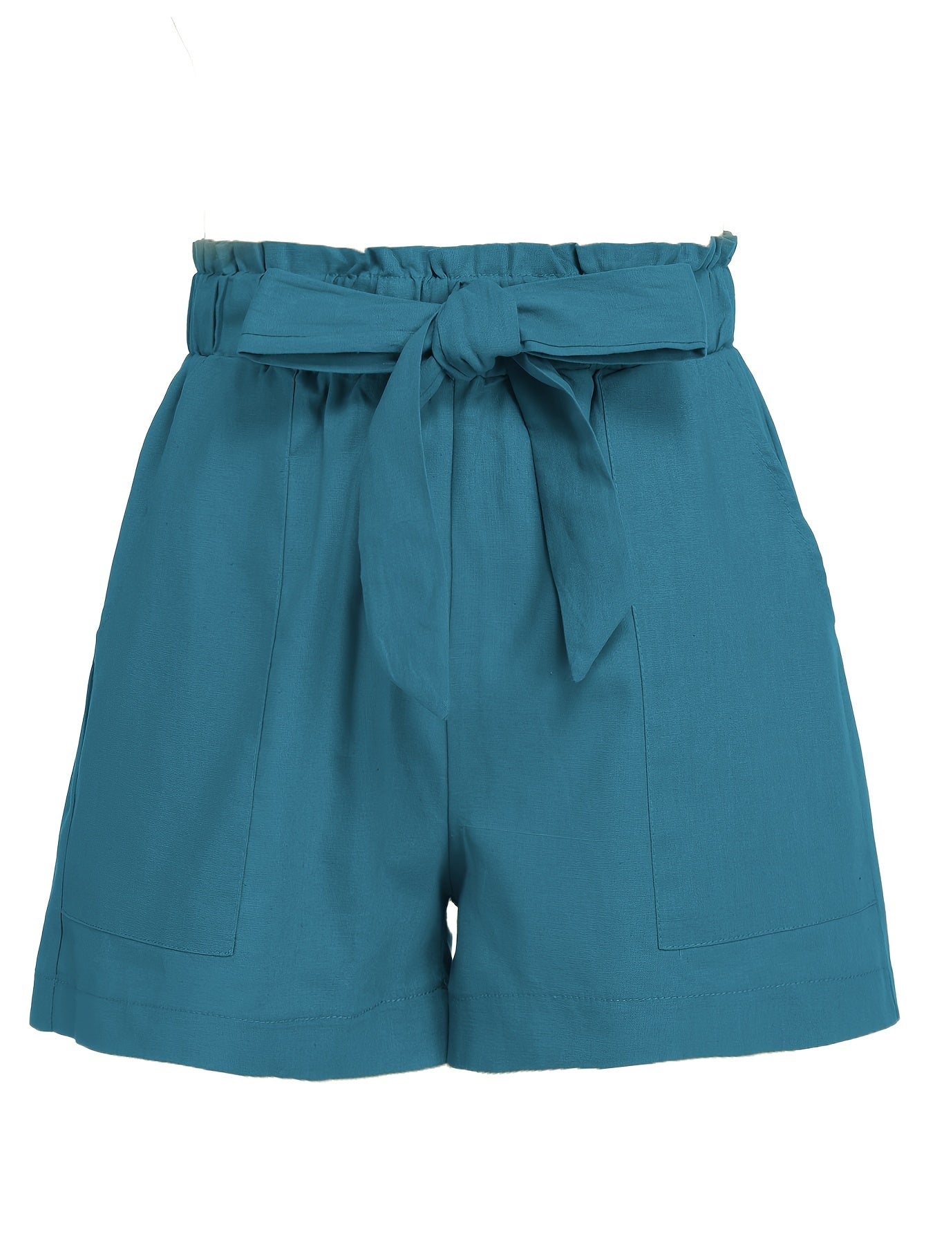 Ruffle Trim Tie Waist Shorts with Pockets