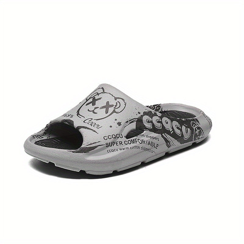 Men's Anime Print Non Slip Platform Slides Soft Sole Cloud Slides