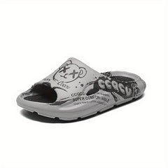 Men's Anime Print Non Slip Platform Slides Soft Sole Cloud Slides