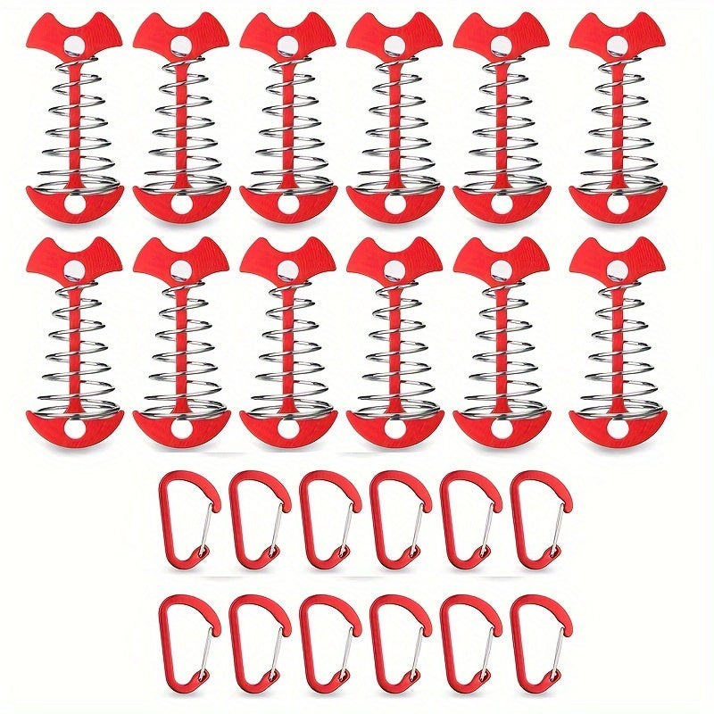 12pcs Spring Fishbone Ground Nails Camping Tent Stakes