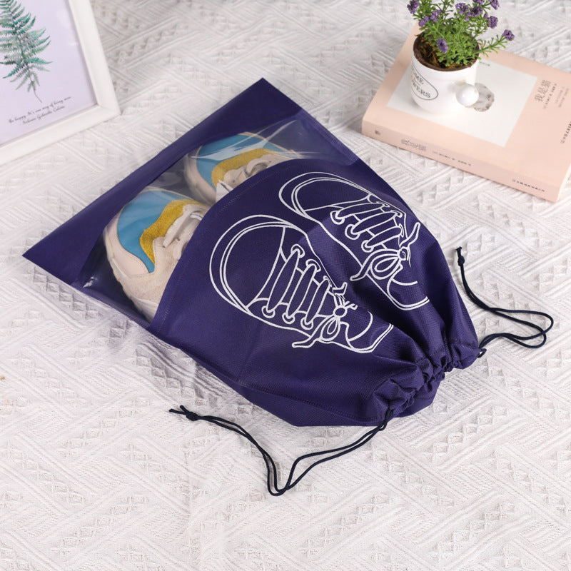 Non Woven Shoe Storage Bag Drawstring Dustproof Grey
