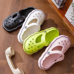 Women's Closed Toe Platform Clogs T-Strap Slide Sandals