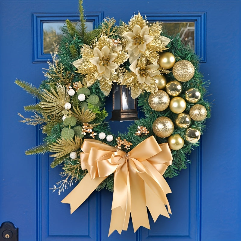1pc Golden Christmas Ball Wreath Christmas Hanging Decorations