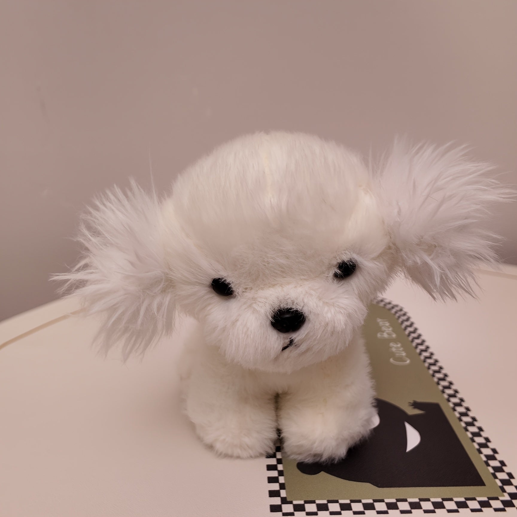 Bichon Puppy Plush Toy Soft Dog Stuffed Animal with Brown Accents