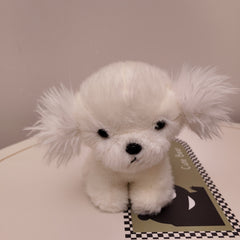 Bichon Puppy Plush Toy Soft Dog Stuffed Animal with Brown Accents