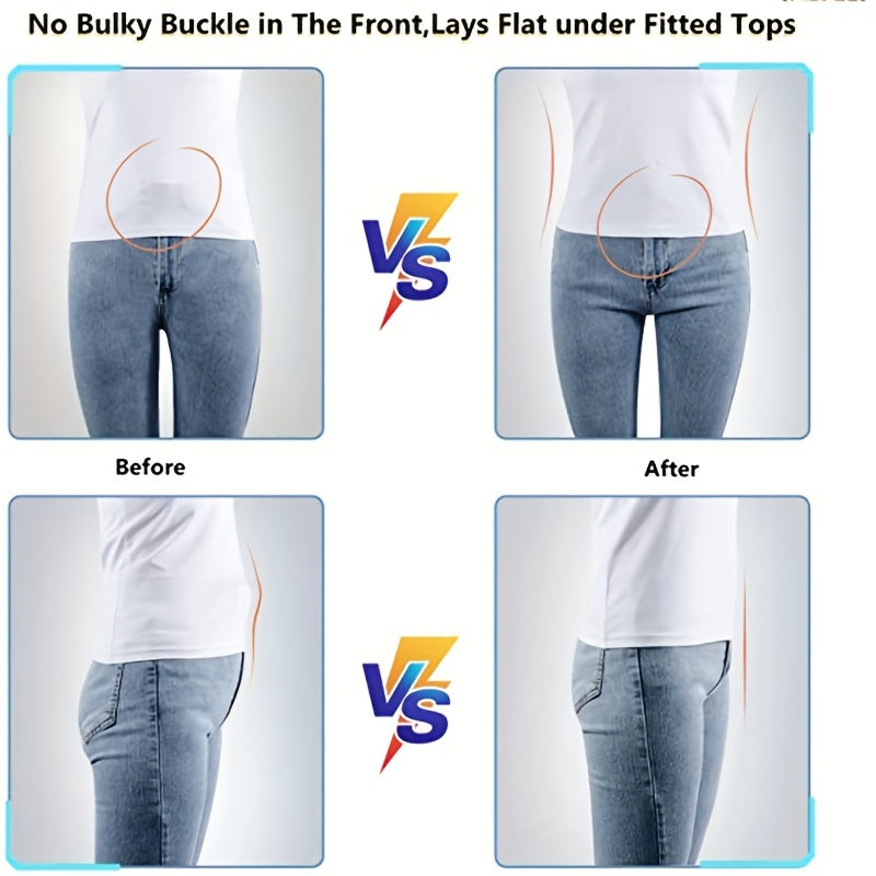 Invisible Elastic Belt Solid Casual Jeans Pants Belt Flat Buckle
