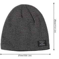 Fashionable Ear Protection Windproof Knit Beanie Hat With Plus Velvet