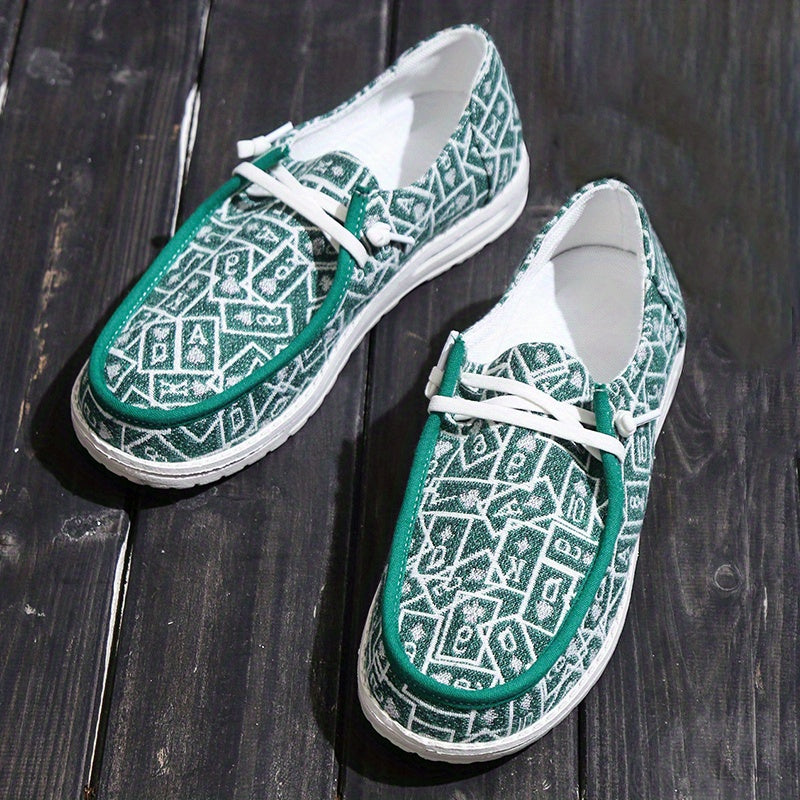 Women's Poker Card Boat Shoes Lace Up Flats Slip on Sneakers