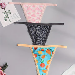 3pcs Lace Thongs Low Waist Panties Women's Lingerie