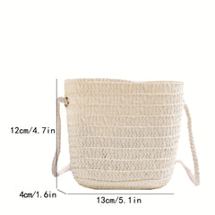 Kids Straw Woven Shoulder Bag Handbags Mini Coin Purse For Girls