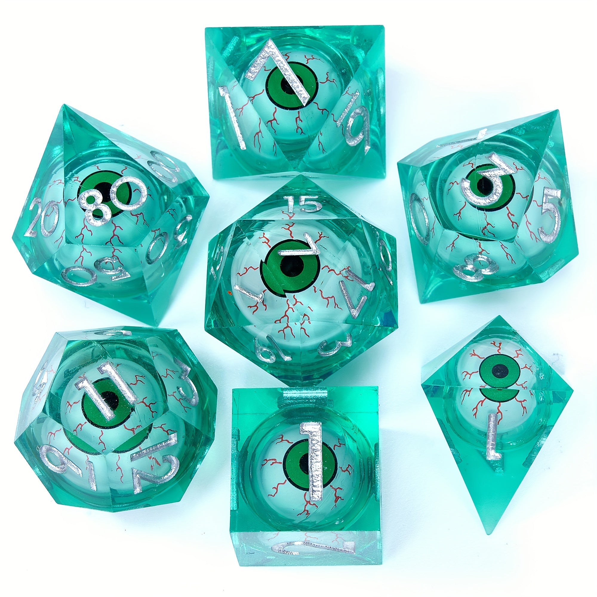 7pcs Floating Eyeball Polyhedral Sharp Edge Dice Set Roleplaying Game Gift