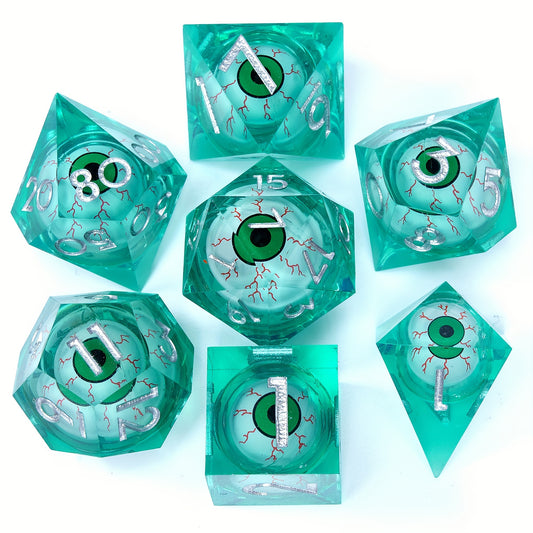 7pcs Floating Eyeball Polyhedral Sharp Edge Dice Set Roleplaying Game Gift
