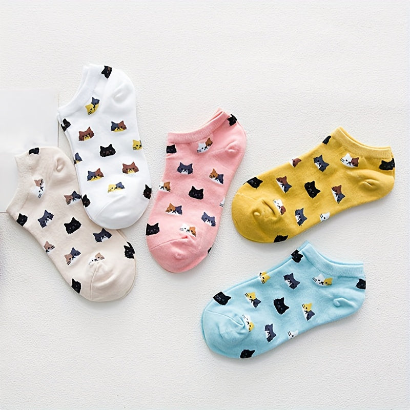 Cat Print Cartoon Socks & Ankle Socks Women's Stockings